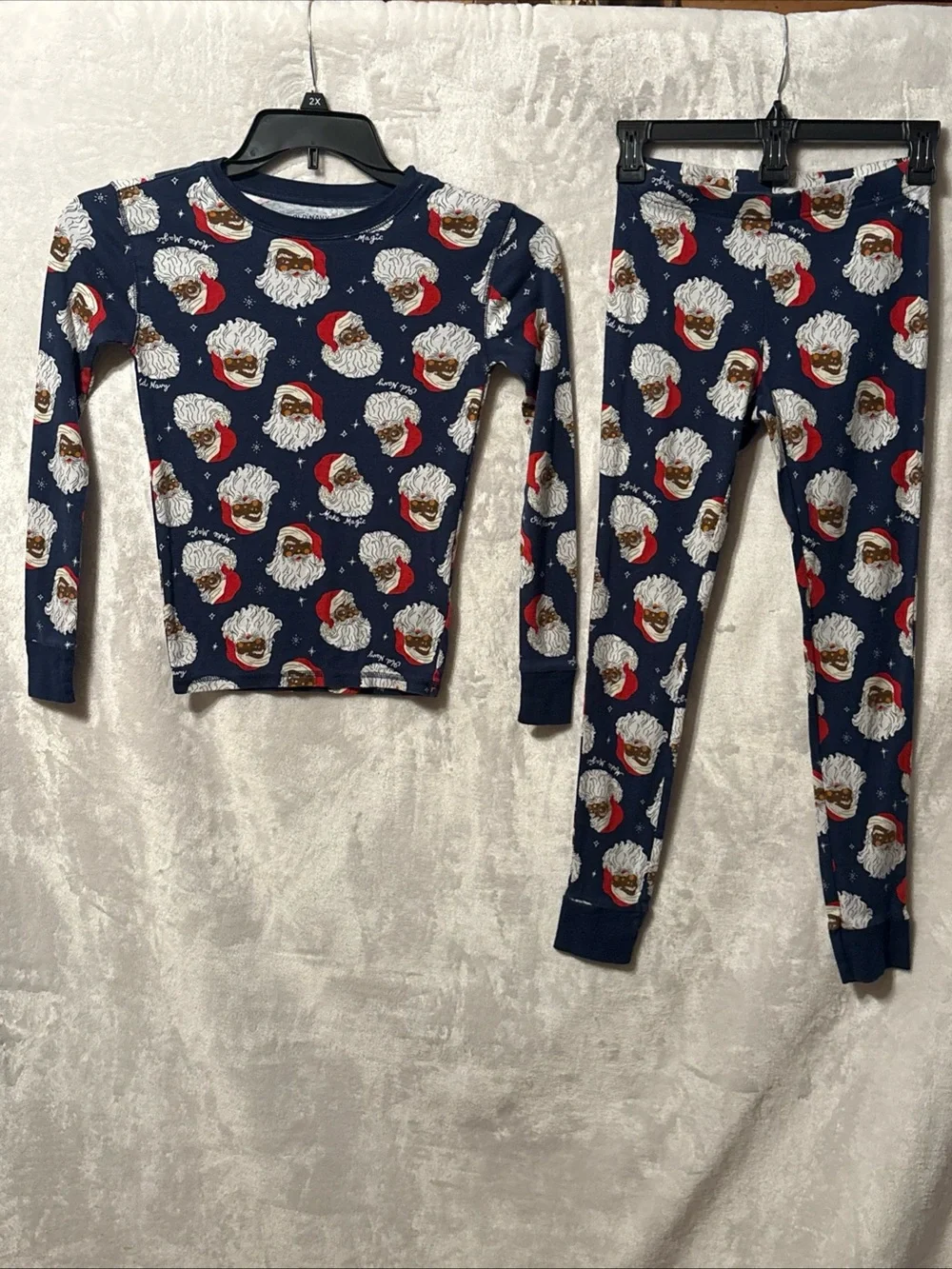 Old Navy Navy Santa Face Kids Pajama Set